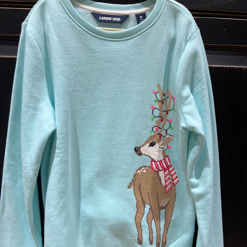 Lands’ End  Festive Girls Sweatshirt Size Medium 10-12 NWOT
